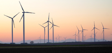 Windräder im Sonnenuntergang